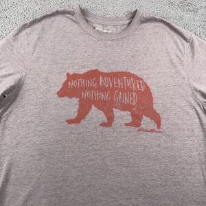 Eddie Bauer Shirt Mens Large Gray Bear Graphic Tee Outdoor Hiking Casual Tee